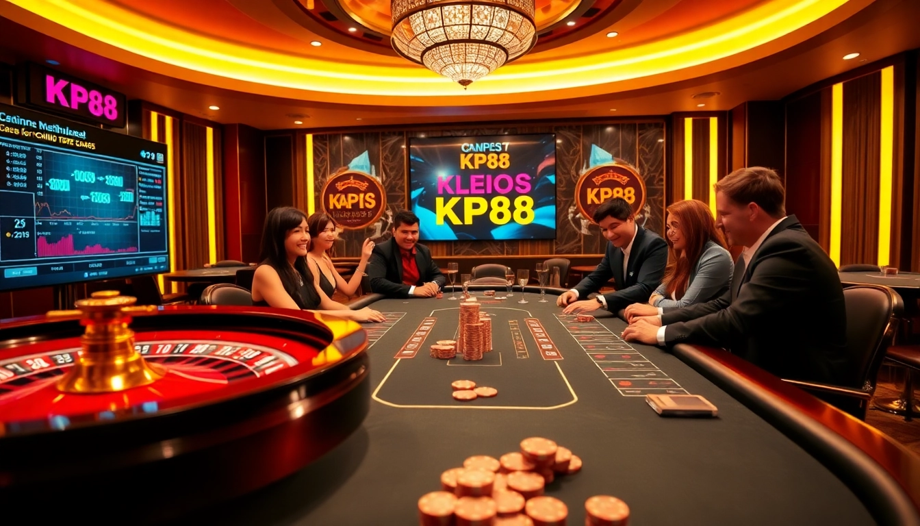 KP88 captivating online gaming scene showcasing engaging poker and roulette action.