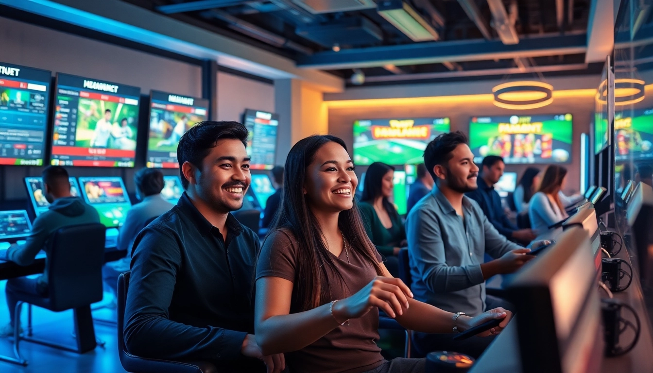 SboBet.dance online gaming scene showcasing players engaged in sports and casino betting.