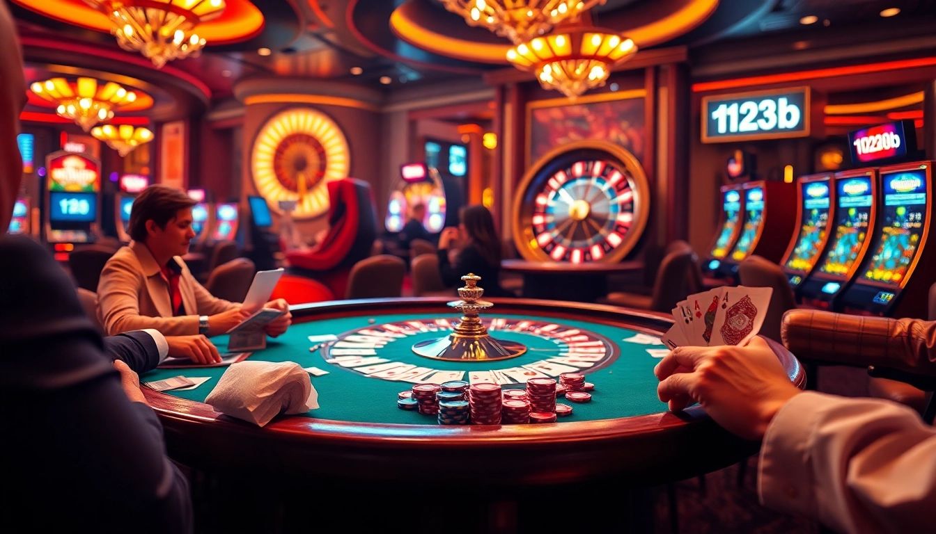 Experience thrilling gambling action at 123b's luxurious casino with poker, roulette, and slot machines.