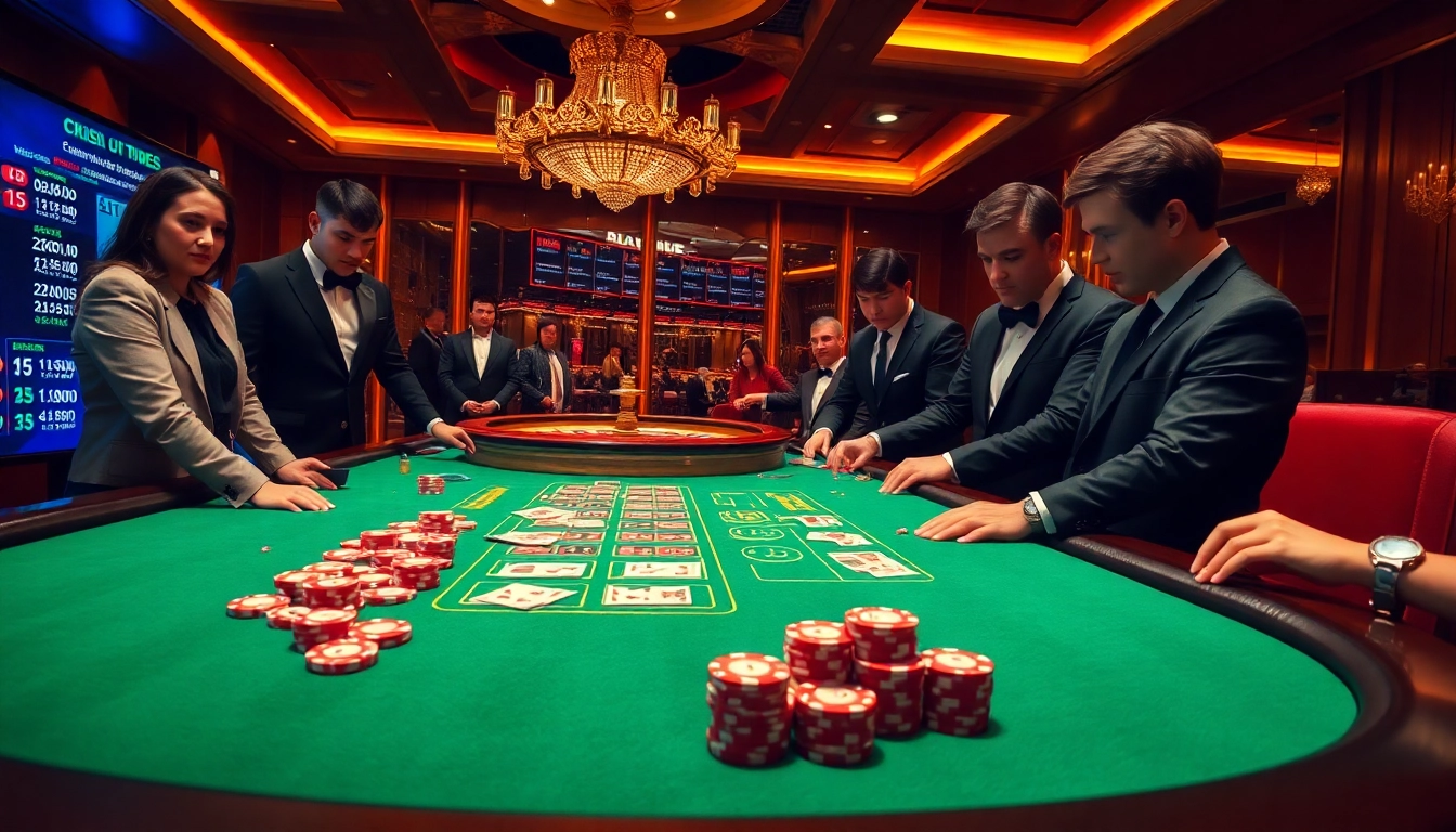 Betting on tỷ lệ kèo nhà cái at a luxurious casino table with poker chips and cards.