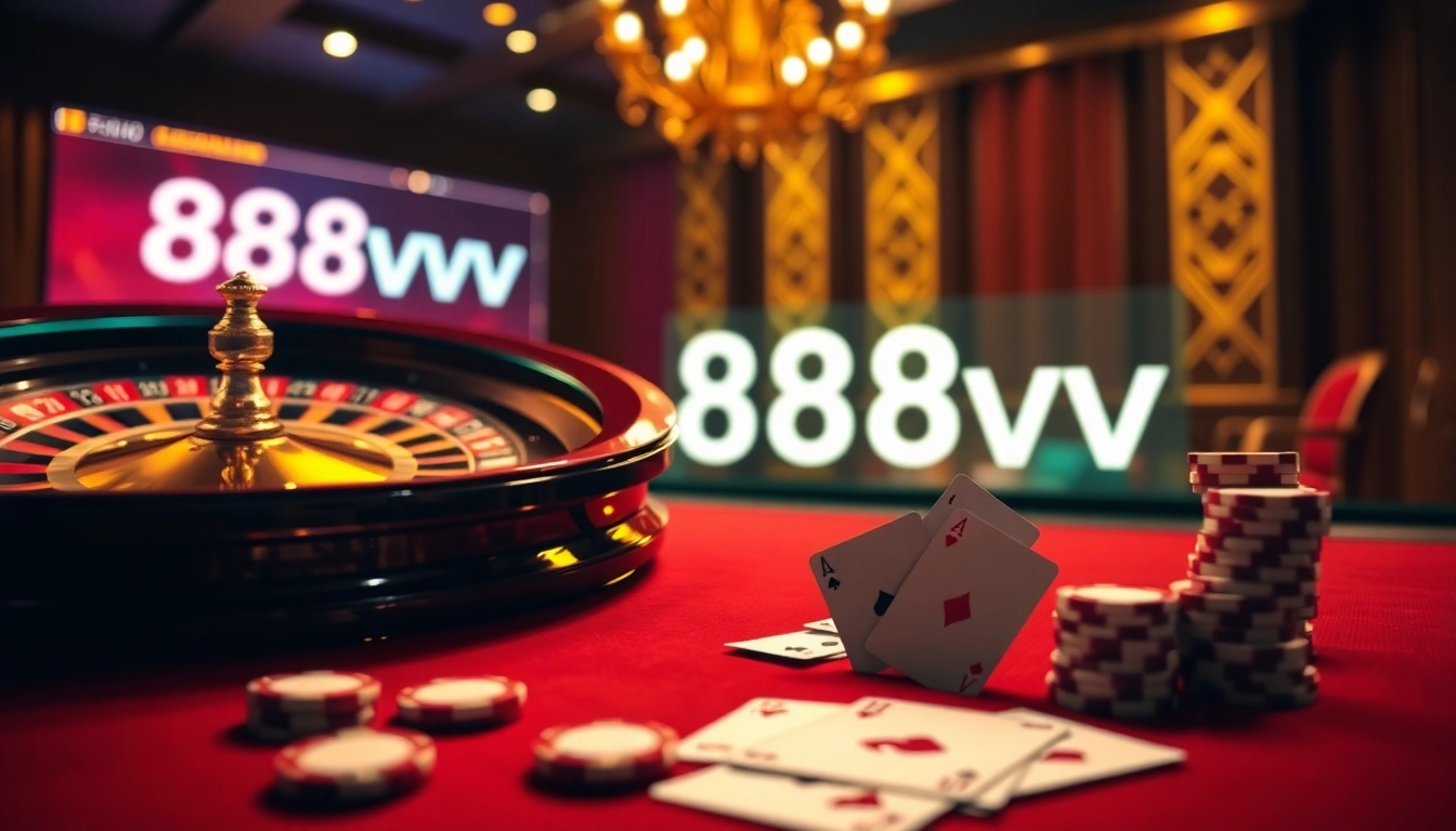 Experience the thrill of 88vv with a vibrant online casino interface featuring a spinning roulette wheel.