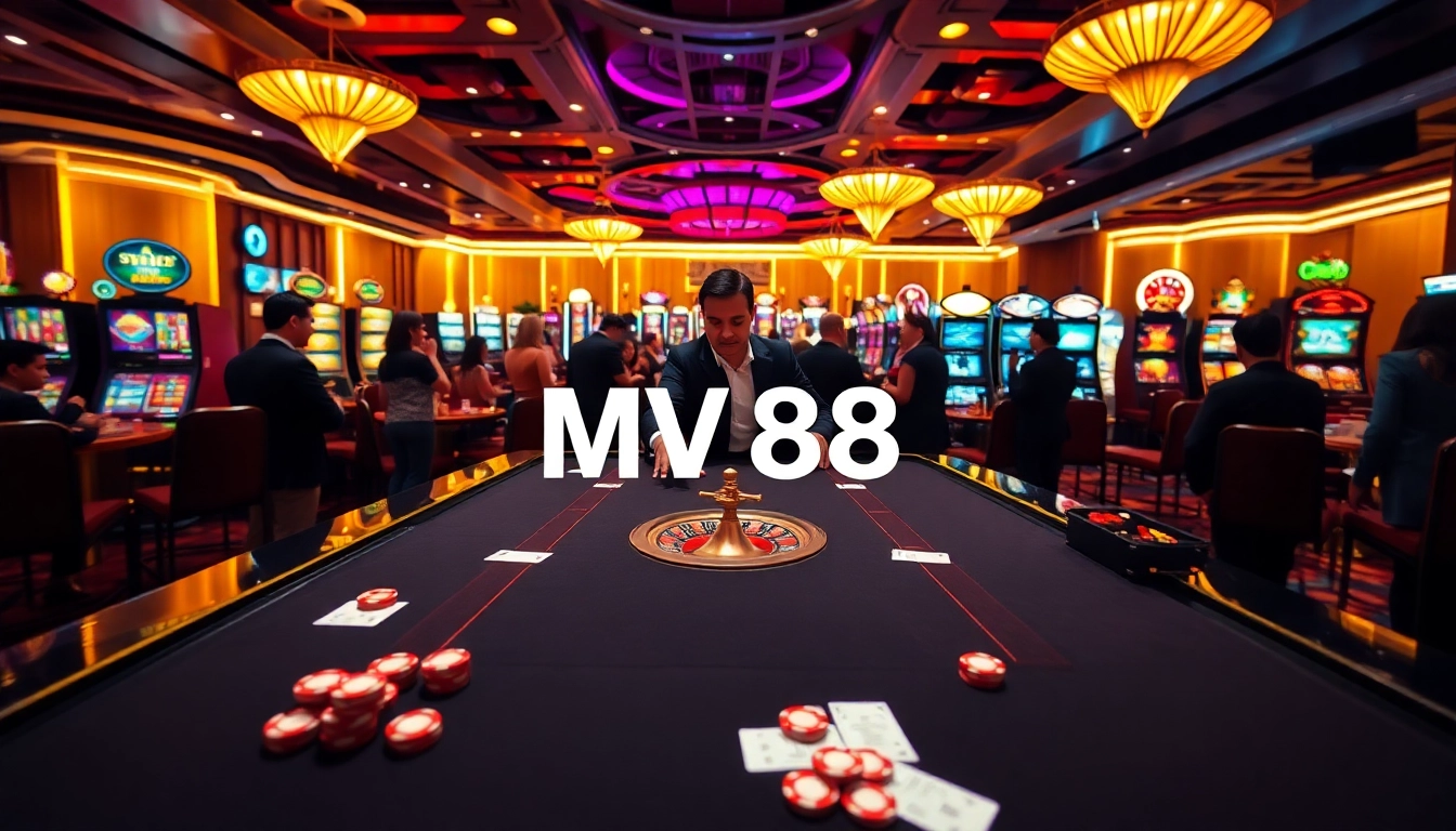 Experience high-stakes gambling at MV88 casino with vibrant slots and betting excitement.