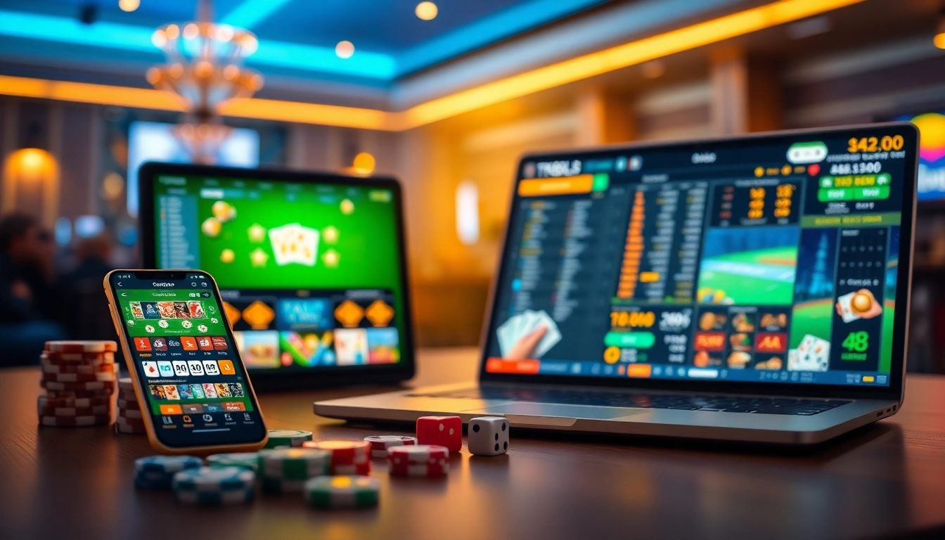 Online gambling experience at tk88win.live with casino games, vibrant atmosphere.